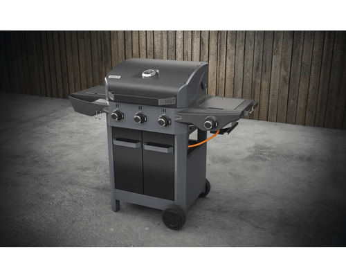 Plynový gril se čtyřmi hořáky, bočními stolky a spodní skříňkou