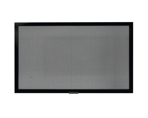 Černá kovová zástěna proti jiskrám ke krbu