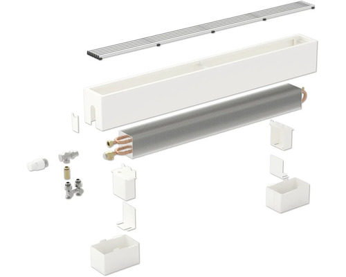 Explodovaný pohled na radiátor s příslušenstvím