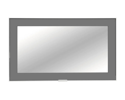 Obdélníkové zrcadlo do koupelny s šedým rámem