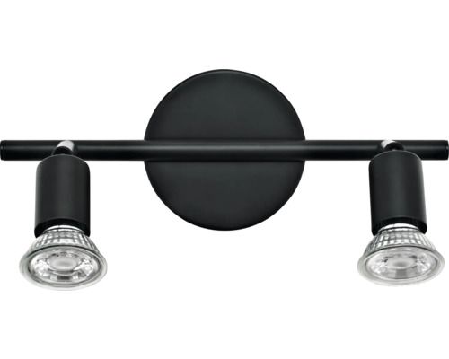 Černé nástěnné svítidlo se dvěma reflektory