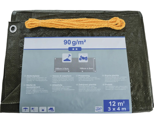 Krycí plachta s lanem, 3 krát 4 metry