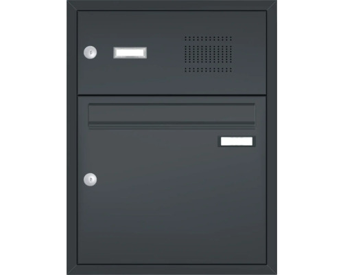 Poštovní schránka se systémem interkomu a odkládacími dvířky