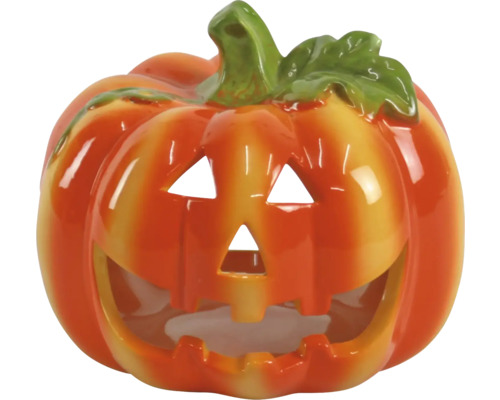 Keramický svícen ve tvaru dýně pro halloweenskou dekoraci