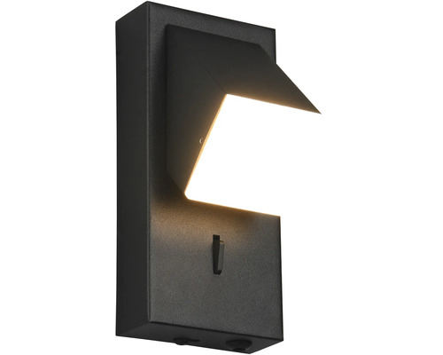Černé venkovní nástěnné svítidlo s výstupem světla nahoře