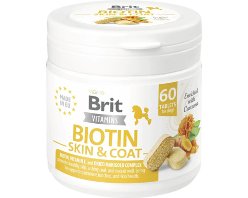Pamlsky pro psy Brit Care Biotin Skin&Coat 60 ks Brit Vitamins Biotin Kůže a srst doplněk stravy pro psy, 60 tablet