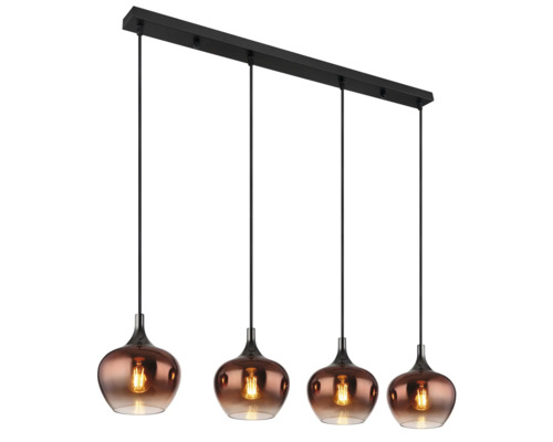Závěsné svítidlo se čtyřmi žárovkami a skleněnými stínidly