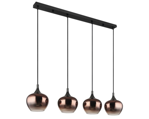 Závěsné svítidlo se čtyřmi světly a skleněnými stínidly