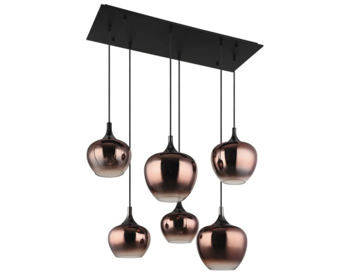 Závěsné svítidlo se šesti žárovkami a kovovým stínidlem