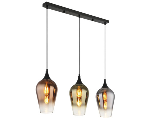Závěsná lampa se třemi skleněnými stínidly