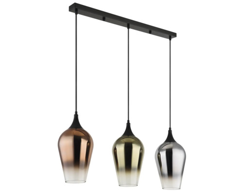Závěsné svítidlo se třemi skleněnými stínidly v různých provedeních