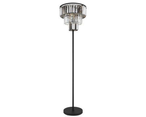 Stojací lampa s tříúrovňovým stínidlem a křišťálovým sklem