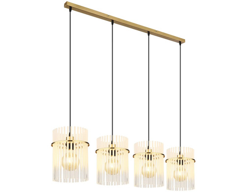 Závěsné svítidlo se čtyřmi žárovkami a plastovými stínidly