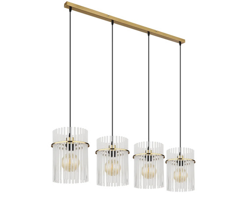 Závěsná lampa se čtyřmi světly a průhledným stínidlem