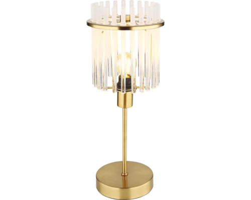Stolní lampa se skleněným stínidlem a kovovou základnou
