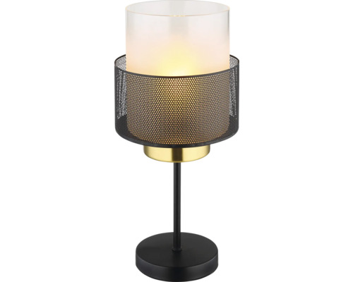Stolní lampa se skleněným a kovovým stínidlem