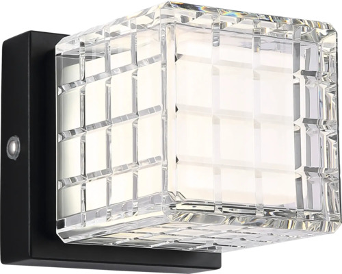 Čtvercové nástěnné svítidlo s křišťálovým sklem a LED