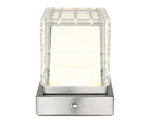 Čtvercové nástěnné svítidlo s čirým pouzdrem z křišťálového skla