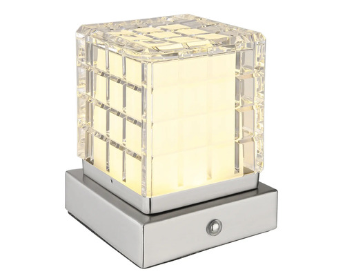 Stolní lampa s krychlí z křišťálového skla