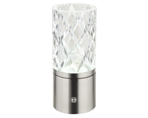 Dekorativní LED stolní lampa s křišťálovým sklem a kovovou základnou pro atmosférické osvětlení