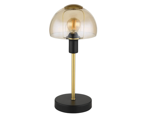 Stolní lampa se skleněným stínidlem a kovovou základnou