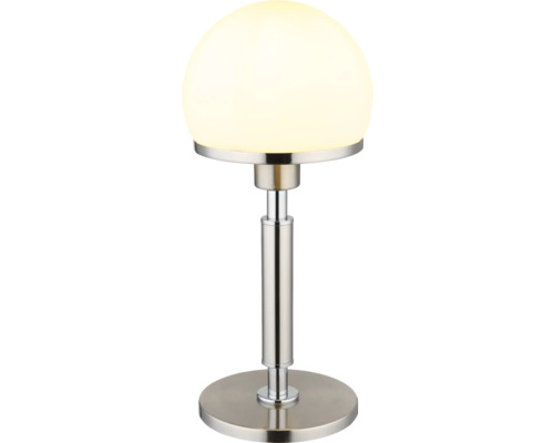 Stolní lampa s kulatým stínidlem a kovovou základnou