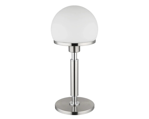 Stolní lampa s kulatým stínidlem a kovovou základnou