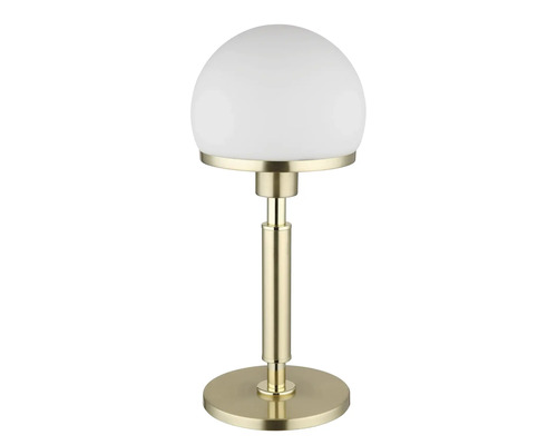 Stolní lampa s kulatým stínidlem a kovovou základnou