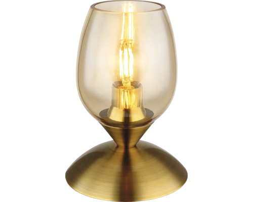 Stolní lampa se skleněným a kovovým podstavcem