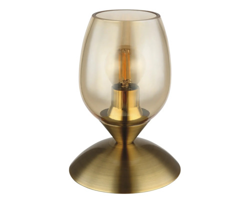 Stolní lampa se sklem a kovovou základnou