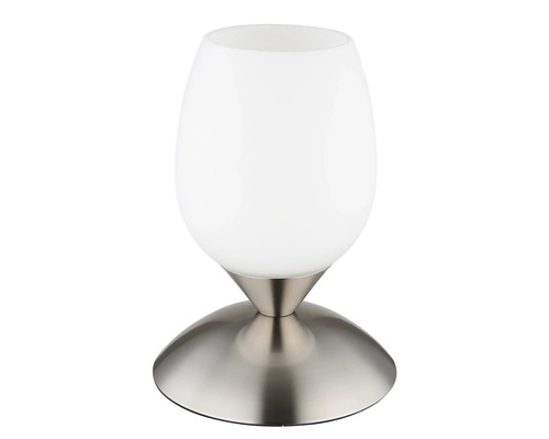 Stolní lampa se skleněným stínidlem a kovovou základnou