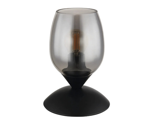 Stolní lampa se skleněným stínidlem a kovovou základnou