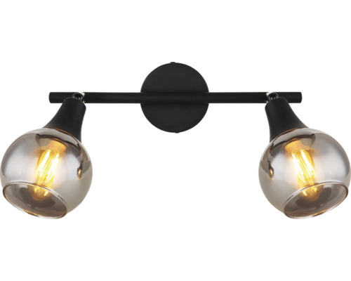 Dvouplamenné nástěnné svítidlo se skleněnými stínidly