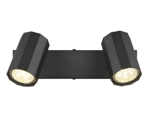 Černé nástěnné svítidlo se dvěma reflektory