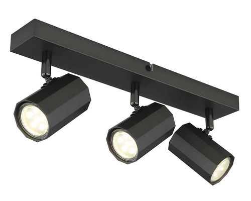 Černé LED stropní svítidlo se třemi bodovými světly