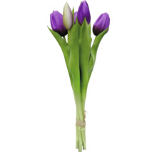 Kytice tulipánů se zelenými stonky a listy