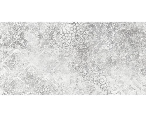 Obklad imitace betonu patchwork PORTO grey Rocca 25x50 cm Vzor dlaždic s květinovými a geometrickými ornamenty