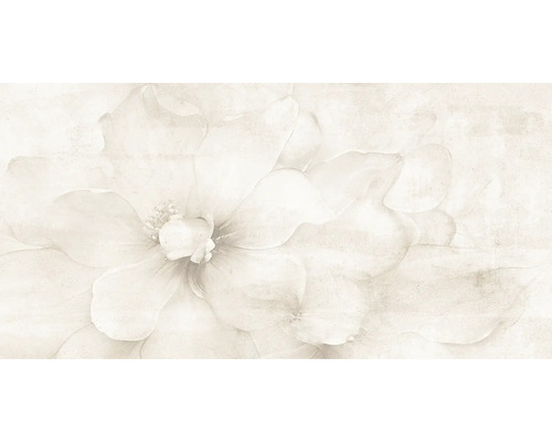 Obklad imitace betonu STONE beige Flower 25x50 cm Detail dlaždice s květinovým motivem
