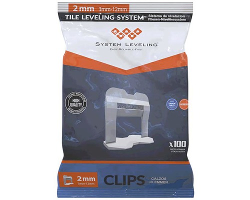 Balení nivelačního systému dlaždic se šířkou spáry 2 milimetry a 100 klipy