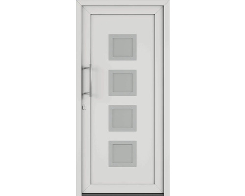 Vchodové dveře se čtyřmi čtvercovými výřezy a madlem
