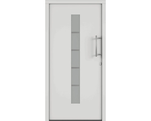 Plastové vchodové dveře AK850 100 x 200 cm L bílá Bílé vchodové dveře se skleněnou vložkou a klikou