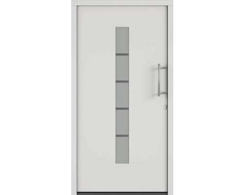 Plastové vchodové dveře AK850 110 x 210 cm L bílá Bílé vchodové dveře se skleněnou vložkou a klikou