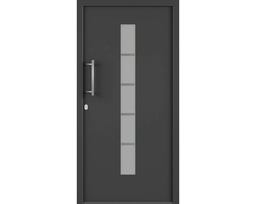 Plastové vchodové dveře AK850 100 x 200 cm P bílá/antracit Vchodové dveře se skleněnou výplní a klikou