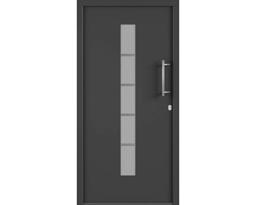 Plastové vchodové dveře AK850 100 x 200 cm L bílá/antracit Vchodové dveře se skleněnou vložkou a madlem