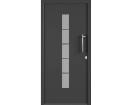 Plastové vchodové dveře AK850 100 x 210 cm L bílá/antracit Vchodové dveře se skleněnou vložkou a klikou