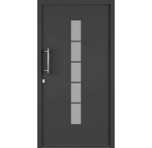 Moderní vchodové dveře se skleněnou vložkou a klikou