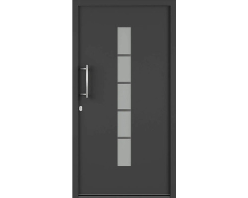 Plastové vchodové dveře AK850 110 x 210 cm P bílá/antracit Moderní vchodové dveře se skleněnou vložkou a klikou