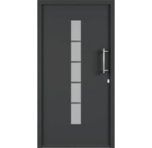 Moderní vchodové dveře se skleněnou vložkou a klikou