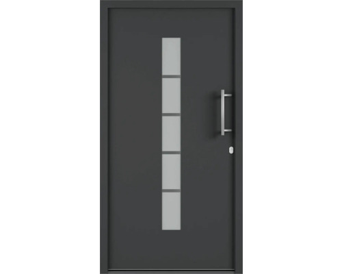 Plastové vchodové dveře AK851 110 x 210 cm L bílá Moderní vchodové dveře se skleněnou vložkou a klikou