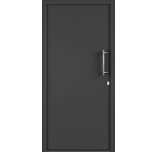 Šedé vchodové dveře s klikou a zámkem